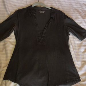 Gray New York & Co Collared Top w/3/4 Sleeves